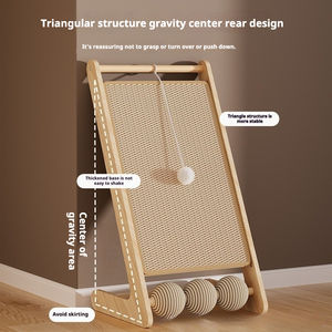 Rascador para Gatos en Forma de L, Sostenible, de Madera/MDF en Ángulo, con Tres Bolas de Sisal, Estilo Básico - Product Image 2