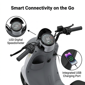Bicicleta Eléctrica Urbana con Motor Trasero de 48V 400W, Acero, Alcance de 80km, IP65 Impermeable, con USB y Velocidad Máxima de 40-60km/<span class=keywords><strong>h</strong></span> - Product Image 3