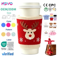Manchon de tasse à café réutilisable MSYO avec logo personnalisé, en crochet, style pull de voyage, pour thé ou glace, motif pull de Noël