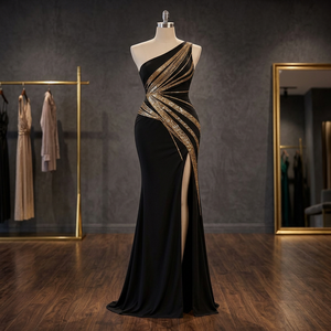 Robe de soirée élégante sans manches, longueur ras du sol, confectionnée en tissu importé de qualité supérieure, avec une silhouette luxueuse et fluide, idéale pour les soirées cocktails. - Product Image 4