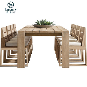 Patio đồ nội thất hiện đại sang trọng ngoài trời Gỗ Tếch <span class=keywords><strong>8</strong></span> chỗ ngồi bàn ăn đặt với đệm không thấm nước - Product Image 5