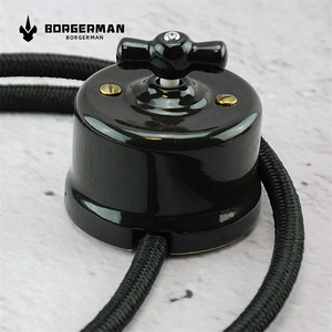 Qua cách chuyển đổi ánh sáng Tường ổ cắm bề mặt gắn kết sứ retro màu đen nút Home 16A Đánh giá hiện tại - Product Image 4