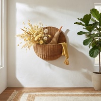 Panier mural en osier de style nordique MY4000 pour rangement de clés, décoration maison et gîte, panier à fleurs tressé à la main