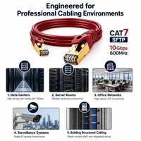 Kabel Patch Ethernet OFC Cat7 SFTP 10G 600MHz Kecepatan Tinggi Hemat Biaya, Kabel LAN Merah RJ45 Berlapis Emas untuk Studio Multimedia
