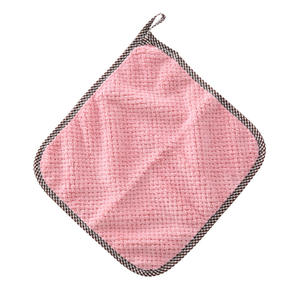 Paño de cocina cuadrado de coral polar colgante, rosa, de doble uso para ollas y sartenes - Product Image 1