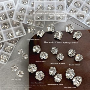 Accessoires de nail art coréens : Plateau sans fond à 12 compartiments pour <span class=keywords><strong>strass</strong></span> en verre cristal à angle droit, très vendus à l'international - Product Image 2