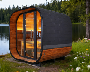 Sauna d'extérieur en bois de sapin carbonisé pour 4 à 6 personnes avec chauffage ETL TOULE de 6 kW - Product Image 3