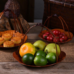 Hand Woven Bamboo Fruit <b>Basket</b> Round Desktop Storage <b>Tray</b> For Fruits Tea Dessert Guizhou Origin DG15 - Product Image 1