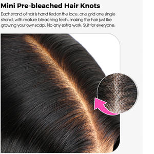 Perruque sans colle <span class=keywords><strong>ARIANA</strong></span> GRANDE 12A, 5x5, nœuds blanchis, cheveux brésiliens Remy, longue perruque à dentelle frontale - Product Image 3