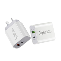Chargeur double port PD20W, tête de charge super rapide PD+QC3.0, adaptateur double port EU US UK AU A+C pour téléphone et écouteurs