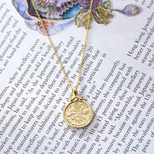 925 joyas de plata esterlina chapado en oro de 14K Espana suerte seis peniques Elizabeth moneda Vintage collares para mujeres - Product Image 6