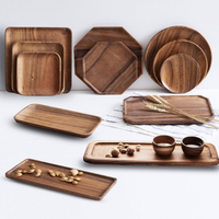 Plateau de service en bois écologique style Japandi, plateau à dessert et à thé pour les fêtes, plateau à gâteau en bois massif, forme irrégulière