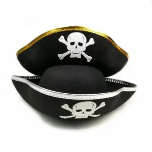 Halloween Felt Pirate Hat Children's Cosplay Props Party Supplies Skeleton Pirate Captain Hat