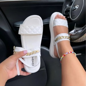 Sandales élégantes pour femmes à bride cheville, mules minimalistes à bout ouvert, en tweed texturé, style chic français - Product Image 1