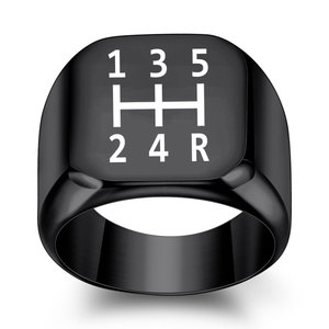 Fashion <b>Rings</b> Gear Shift Pattern 18MM Square Gold <b>Men</b> Women Jewelry Gift - Product Image 4
