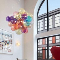Lustre à bulles en verre doré, luminaire suspendu en forme de ballon, LED à intensité variable, moderne et luxueux pour chambre à coucher, salle à manger, bar, restaurant