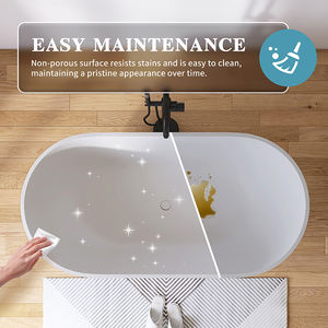 Bañera moderna independiente Maydon, bañera ovalada de superficie sólida, diseño de baño elegante, piedra Artificial, categoría de producto, bañeras - Product Image 3