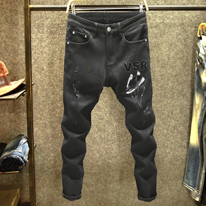 <span class=keywords><strong>Jeans</strong></span> <span class=keywords><strong>Skinny</strong></span> da <span class=keywords><strong>Uomo</strong></span> Elasticizzati con Stampa Animalier, <span class=keywords><strong>Vita</strong></span> <span class=keywords><strong>Alta</strong></span>, Patchwork, Effetto Usurato, Etichetta Privata Personalizzata, Vendita all'Ingrosso - Product Image 4