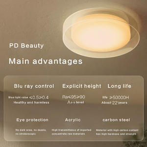 Modern Round <b>Ceiling</b> <b>Light</b> Carbon Steel & Acrylic Flush Mount <b>LED</b> <b>Light</b> Fixture <b>Dimmable</b> & Energy Saving for Living Room Bedroom - Product Image 6