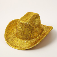 Chapeau de fête de carnaval européen américain chapeau de cowboy à paillettes avec paillettes pour discothèque danse chapeau de performance en soie brillante