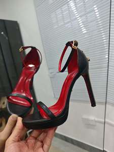 Retro Dress High-Heeled <b>Shoe</b> Pendant with Stiletto Heel Anti-Slippery Rubber Outsole Buckle Strap and Lightweight Design - Product Image 6