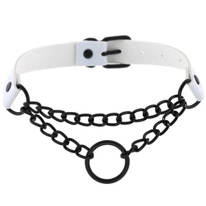 Collier pendentif chaîne à maillons exagérés fait main style punk pour femmes et hommes, collier en métal et cuir fétichiste, harnais de bondage - Product Image 4