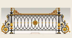 Barandilla de Balcón de Hierro Forjado de Lujo, Valla Metálica Decorativa Dorada, Diseño de Barandilla para Terraza de Villa al Aire Libre - Product Image 3
