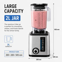 Mixeur Commercial OEM pour Smoothies, Contrôle Tactile à Vitesse Variable, 2,2 L, Sans BPA, 5+ Vitesses, Idéal pour Cafés et Cuisines