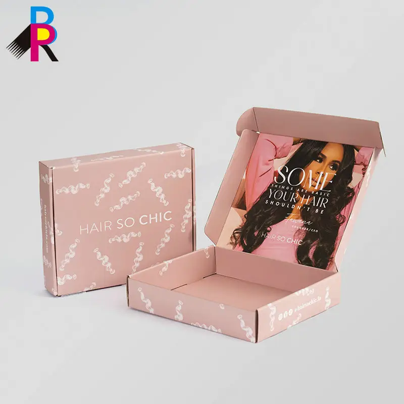 Muestra gratis logotipo personalizado cosmético cartón corrugado papel rosa envío ropa caja de correo embalaje