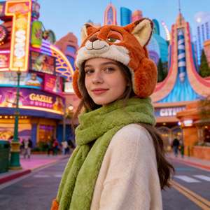 Juguete de Peluche de <span class=keywords><strong>Zorro</strong></span> de Dibujos Animados, Moderno y Elegante, Adorable Conejo Judy con Gorro, Bufanda y Guantes, Regalo Todo en Uno para Niños - Product Image 1