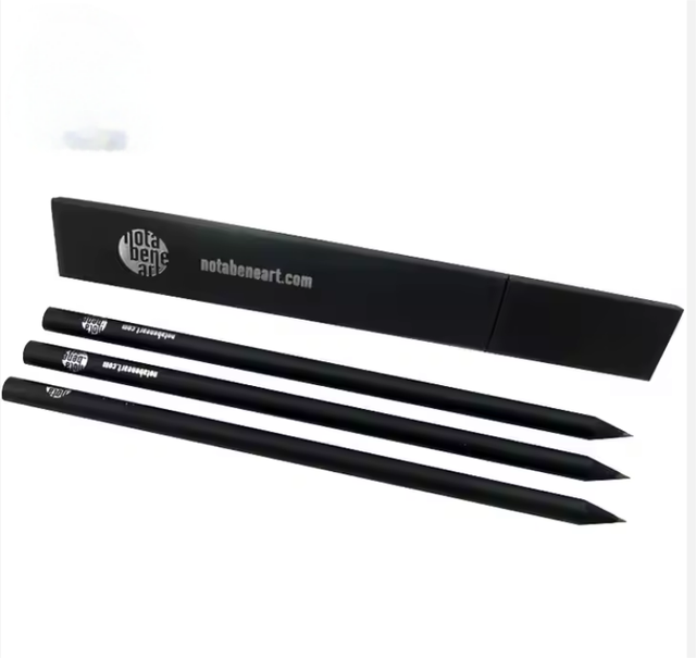 Wholesale Custom HB Graphite Lead Pencil Set All Black Wooden Pencil Pack with 3 Triangle Shape Paper Tube for School Promotion