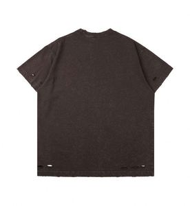 T-shirt Vintage lourd unisexe lavé à l'acide T-shirt Logo personnalisé en détresse 300 GSM surdimensionné coton T-shirt pour hommes - Product Image 2
