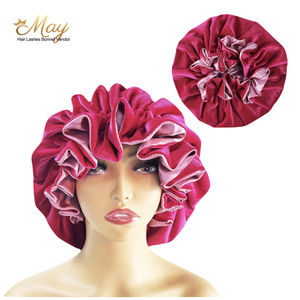 Bonnets en satin <span class=keywords><strong>de</strong></span> velours <span class=keywords><strong>de</strong></span> haute qualité double couche sommeil <span class=keywords><strong>bonnet</strong></span> <span class=keywords><strong>de</strong></span> <span class=keywords><strong>nuit</strong></span> <span class=keywords><strong>chaud</strong></span> gros bonnets <span class=keywords><strong>de</strong></span> cheveux - Product Image 2