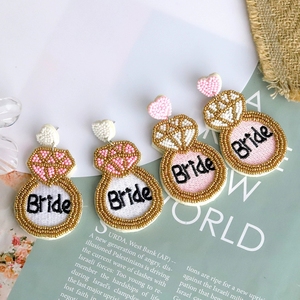 Handmade Beaded Bride Earrings with Embroidery Letter for Wedding <strong>Bridal</strong> Shower Engagement Party Bridesmaid <strong>Jewelry</strong> <strong>Set</strong> Gift - Product Image 4