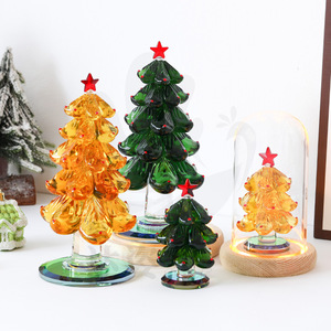 Crystal Christmas Tree Ornaments Mini Glass Decorations With <b>Lights</b> For Home Holiday Decoration - Product Image 1