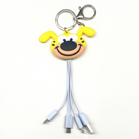 Kabel Data Pengisian Cepat PVC Bentuk Anjing Lucu Kartun Kustom USB 2.0 Konektor Tipe-C Konduktor Tembaga OEM