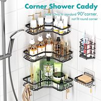 Étagère d'angle en métal sans perçage pour salle de bain cuisine étagère de rangement épaissie avec support mural adhésif Triangle Pot stockage utilisation des toilettes