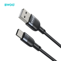 BWOO Grosir Kabel Data Tipe-c Aluminium Aloi + Bahan Tpe 2,4 A Kabel Pengisian Usb Tipe C