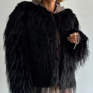 <span class=keywords><strong>Manteau</strong></span> <span class=keywords><strong>court</strong></span> en fausse fourrure tissée pour <span class=keywords><strong>femme</strong></span>, avec poches en polaire, chaud et tendance, pour l'automne - Product Image 6