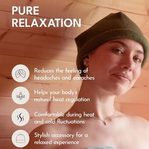 Gorro de Sauna de Lana Merino 100% Ecológico de Lujo Premium con Logotipo Personalizado - Product Image 2