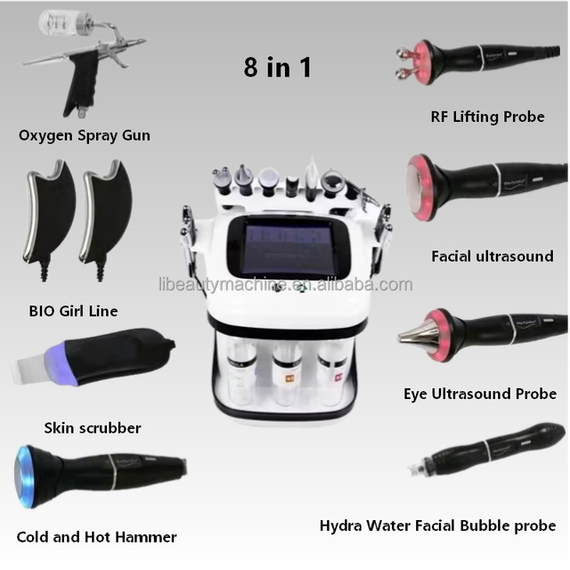 Hot Selling LIXIN 8-in-1 Plastic Facial & Body Beauty Salon Instrument with US Plug for Face/Eyes/Nose/Hands/Body Desktop Model