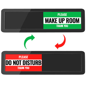 Slide Out Door Sign For Hotel Room Status Make Up Room Do Not Disturb Portable <b>Acrylic</b> Notice <b>Board</b> Black - Product Image 1