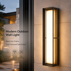 โคมไฟติดผนังภายนอกแบบโมเดิร์น 24W IP65 กันน้ำ ไฟ LED อะคริลิค แสงวอร์มไวท์ รูปทรงเส้นตรง สำหรับสวน ระเบียง ภายนอกอาคาร - Product Image 2