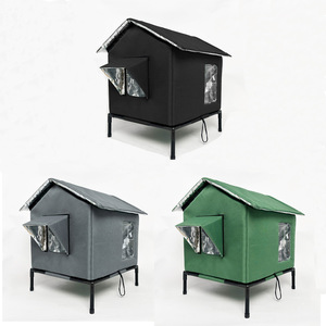 Nichoir d'hiver surélevé et imperméable pour chats d'extérieur, abri isolé pour chats errants, cabane résistante aux intempéries pour chatons errants par temps froid et neigeux - Product Image 4
