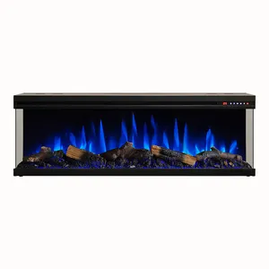 LONGHUA FLAME 42" 50" 60" 65" 72"Built-in 3 Side Decorative Wall Recessed Mounted Glass Electric Fireplace