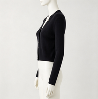 Pull en laine pour femme, col en V, boutonné, manches longues, tricoté, pour l'automne et l'hiver