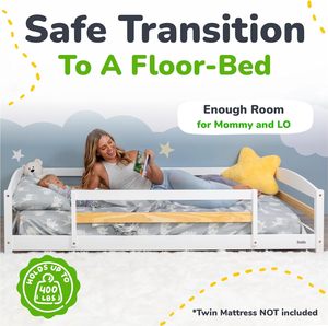 Letto a terra moderno in legno con sponde di sicurezza, ispirato al Metodo <span class=keywords><strong>Montessori</strong></span>, per bambini e neonati - Product Image 5
