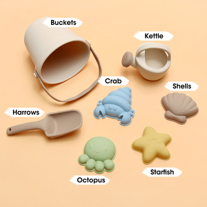 Ensemble de jouets de plage en silicone de qualité alimentaire, non toxique, écologique, unisexe, pour enfants, jeu en plein air, seau, pelle, moules d'animaux JINHONG - Product Image 4