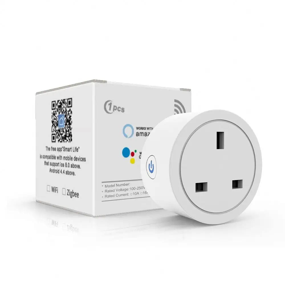 UK 10A 16A Plug WIFI Timing Socket Smart Home Power Outlet Power Monitor Tuya Smart Life App Work with Aleax Google Home