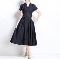Droma 2025 Été Nouveau Design Fashion Retro Denim Dress Elegant Custom Oem Casual Dresses for Women